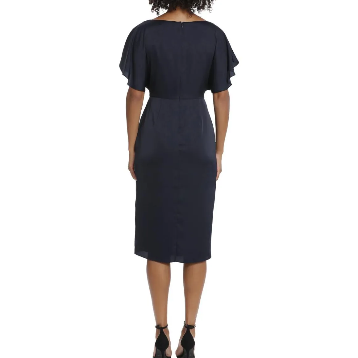 Pleated Satin Sheath Dress