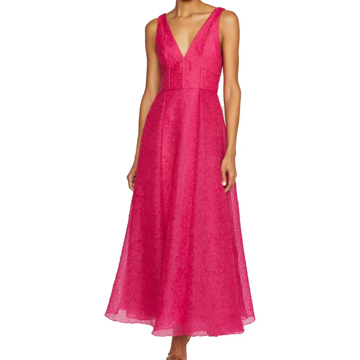 Pleated Tea Length Midi Dress