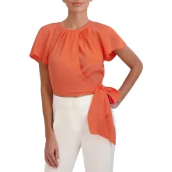 Pleated Textured Wrap Top