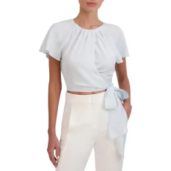 Pleated Textured Wrap Top