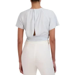 Pleated Textured Wrap Top