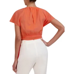 Pleated Textured Wrap Top