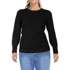Plus Cotton Cashmere Shirred Shoulder Pullover Sweater