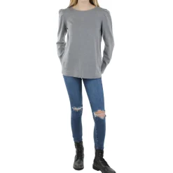 Plus Cotton Cashmere Shirred Shoulder Pullover Sweater