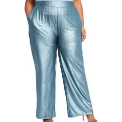 Plus Metallic Disco Wide Leg Pants