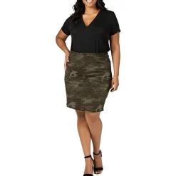 Plus 5 Pocket Camouflage Cotton Mini Skirt