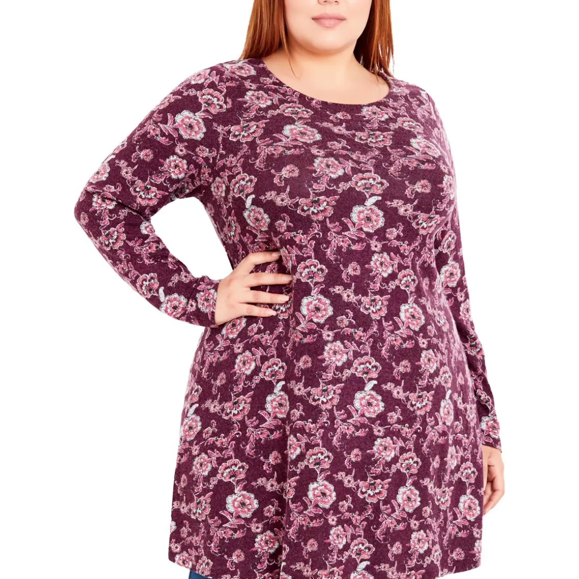 Plus Round Neckline Pullover Top