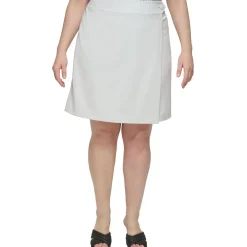 Plus Above Knee Solid Wrap Skirt