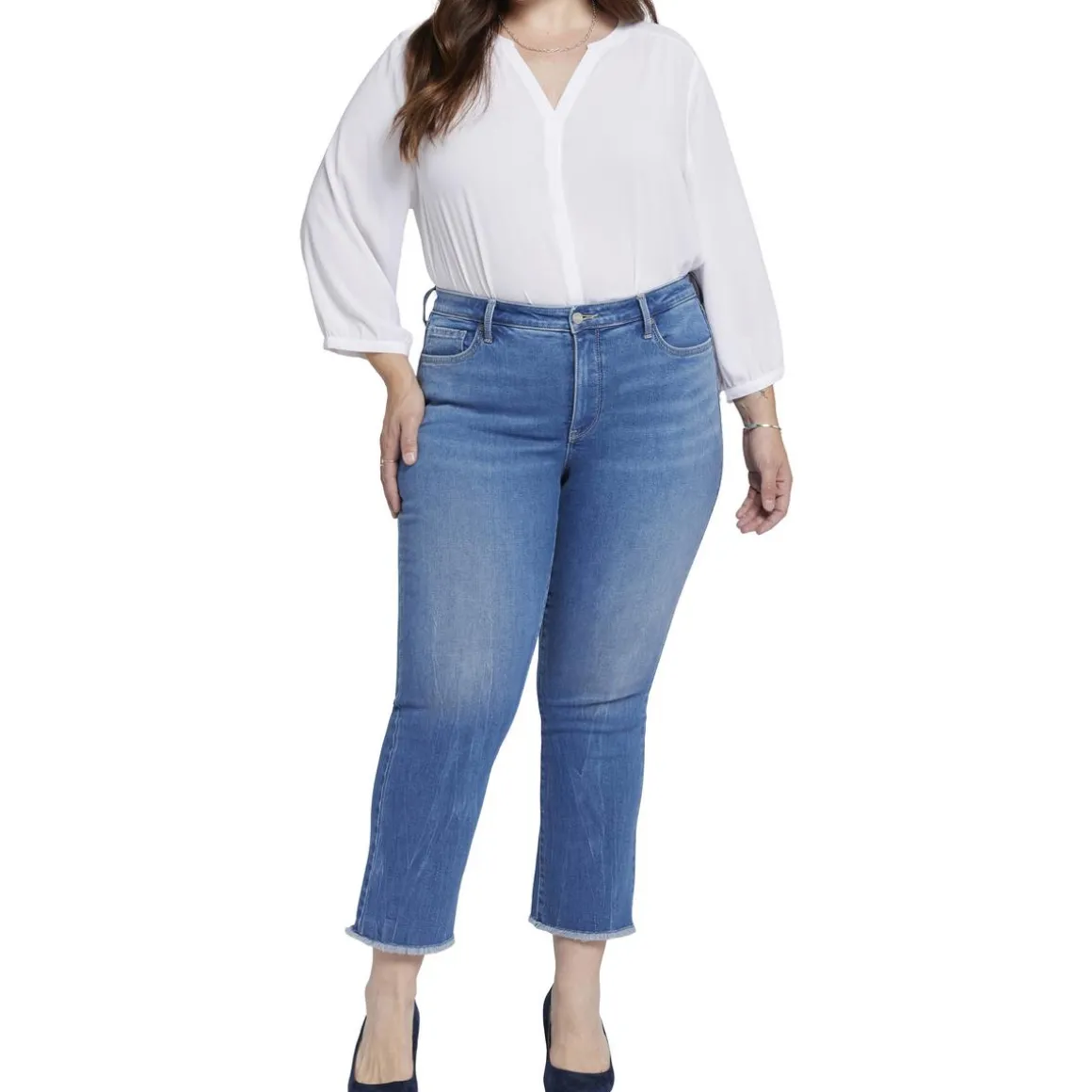 Plus Barbara Frayed Hem Denim Bootcut Jeans