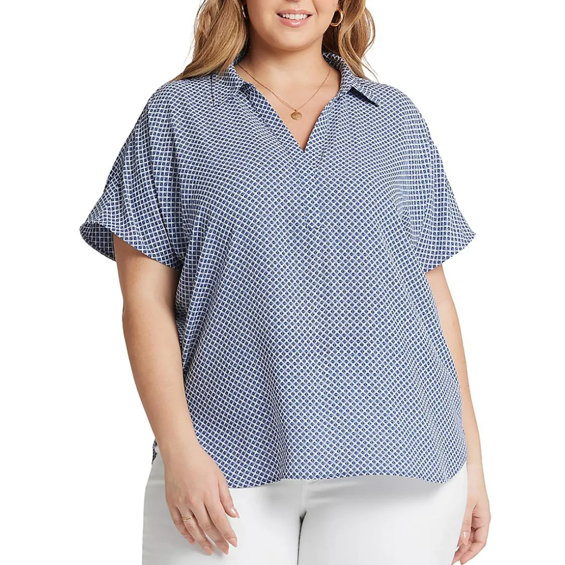 Plus Becky Collar Printed Henley