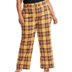 Plus Belted High Rise Wide Leg Pants