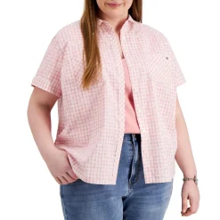 Plus Camp Cotton Printed Button-Down Top