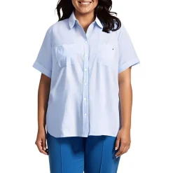 Plus Camp Cotton Printed Button-Down Top