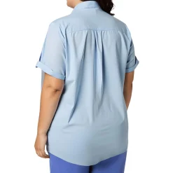 Plus Camp Cotton Printed Button-Down Top