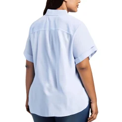 Plus Camp Cotton Printed Button-Down Top