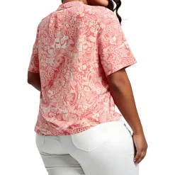 Plus Camp Shirt Printed Knit Button-Down Top