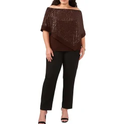 Plus Cape Sequined Blouse