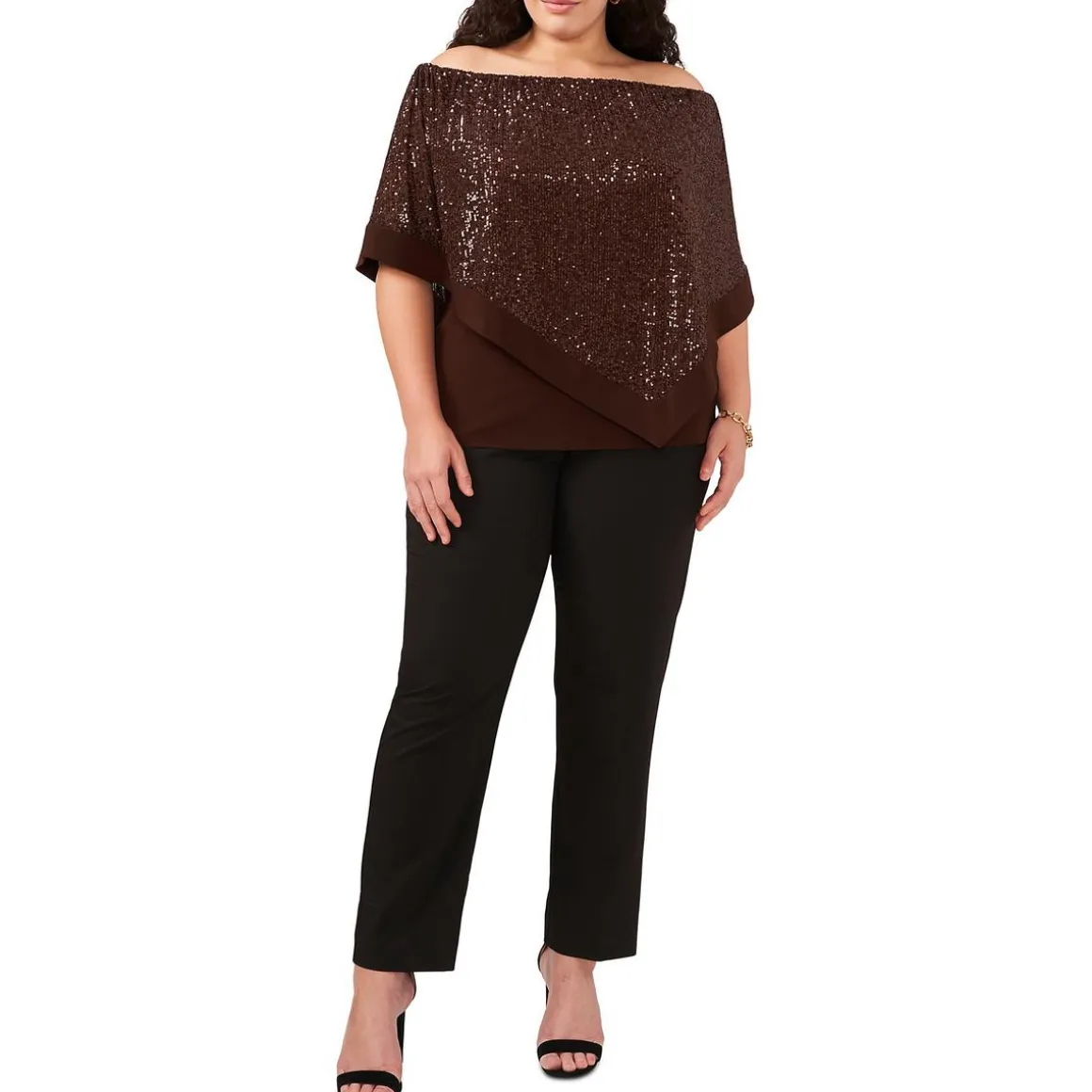 Plus Cape Sequined Blouse