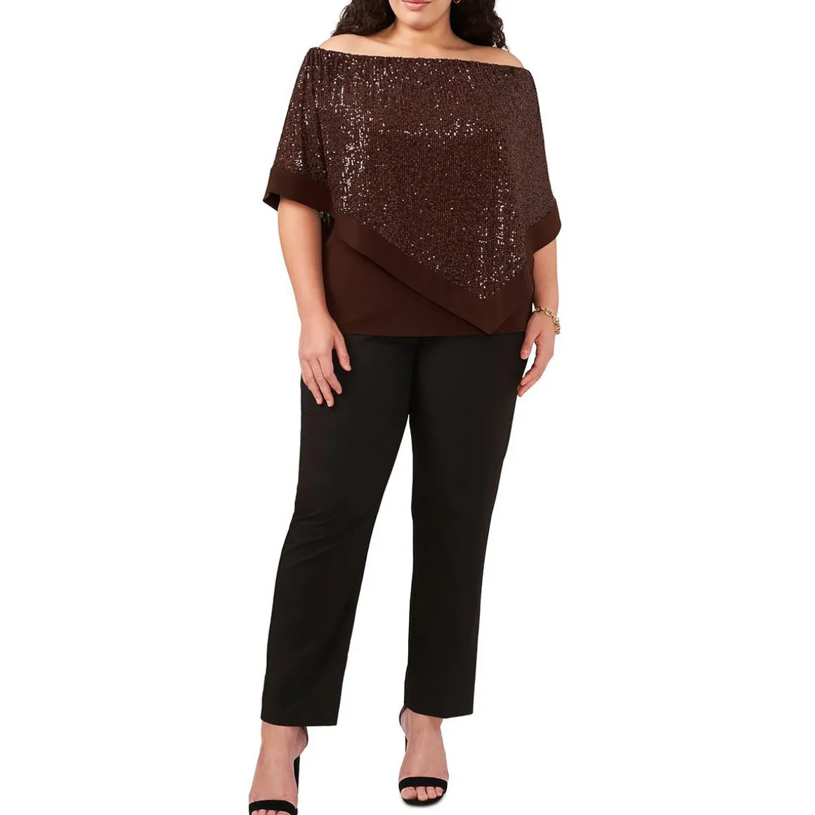 Plus Cape Sequined Blouse