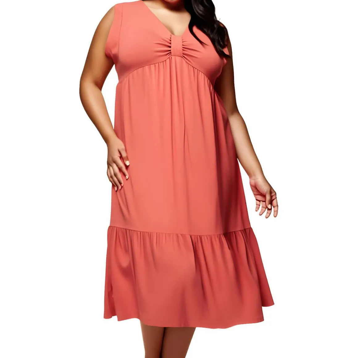 Plus Cas Knit Dress Tiered Knit Midi Dress