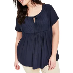 Plus Charlotte Crinkled Ladder Stitch Peasant Top
