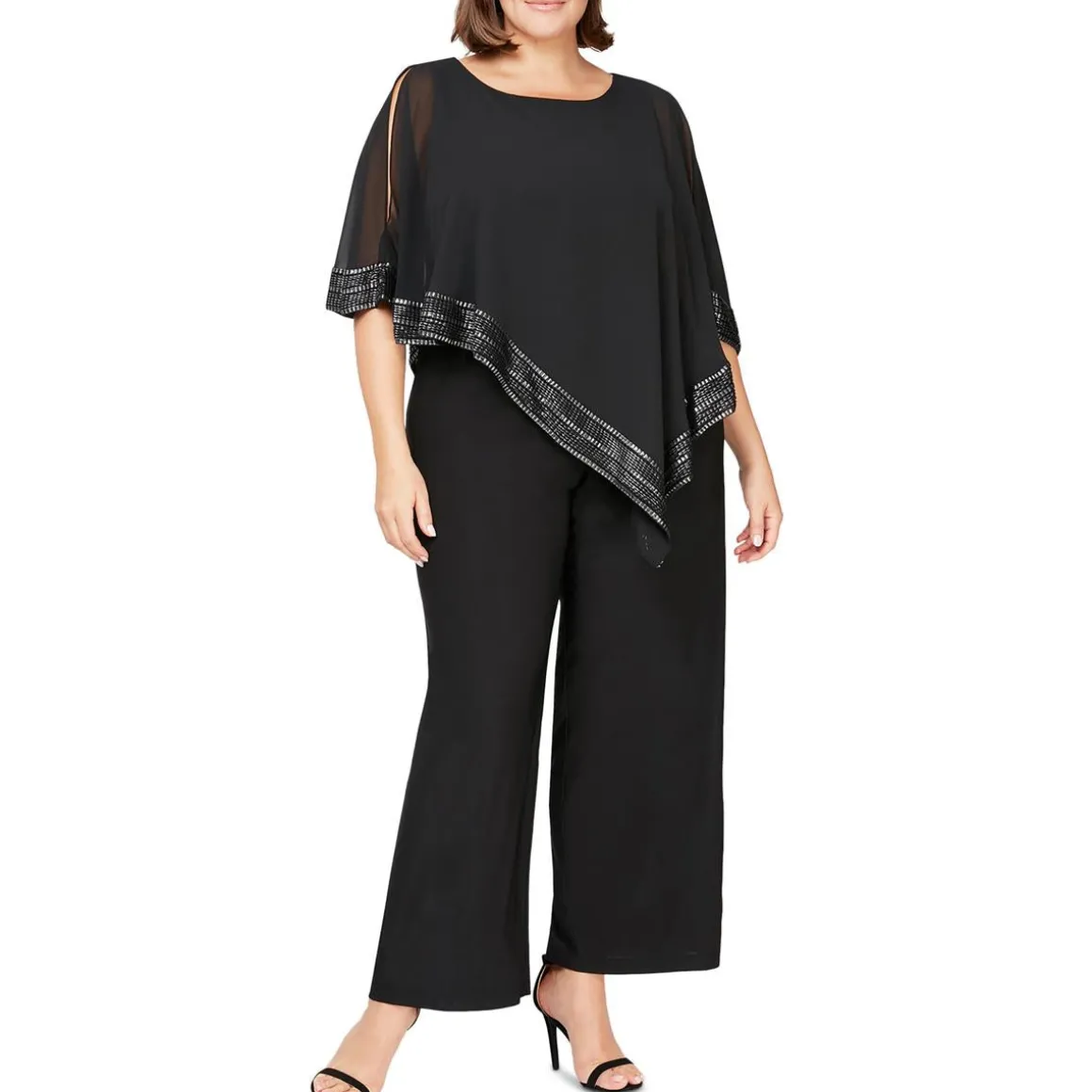 Plus Chiffon Asymmetrical Jumpsuit