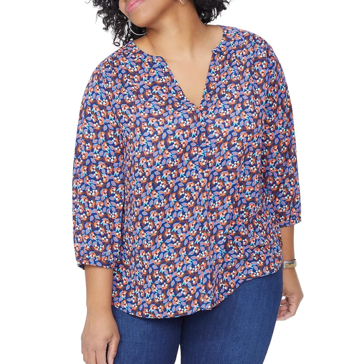 Plus Chiffon Button Front Blouse