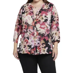 Plus Chiffon Button Front Blouse