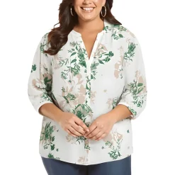 Plus Chiffon Button Front Blouse