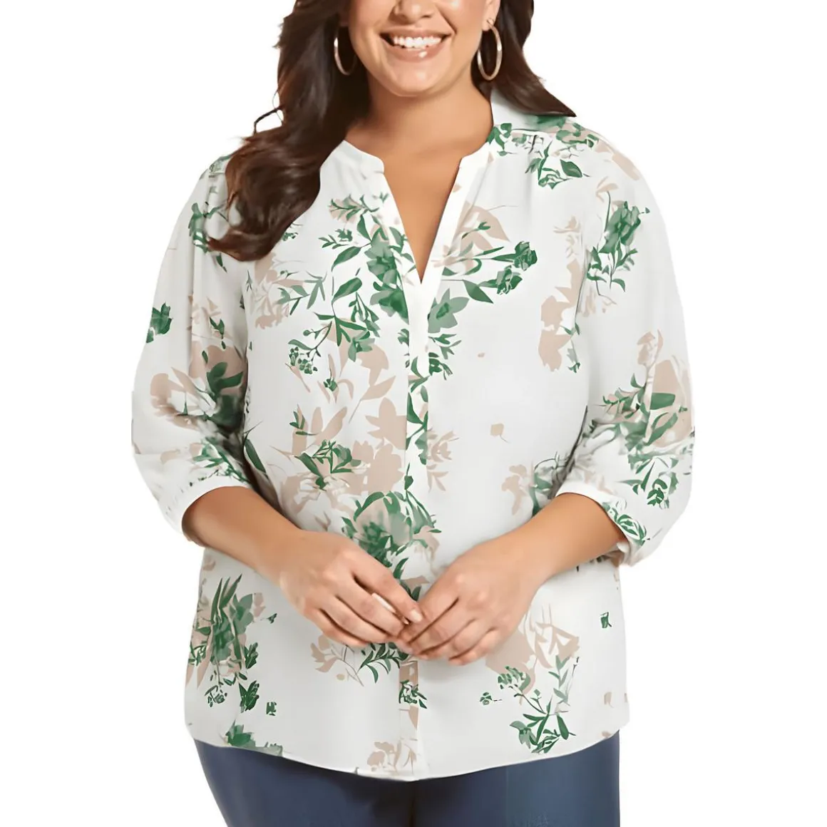 Plus Chiffon Button Front Blouse