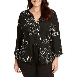 Plus Chiffon Button Front Blouse