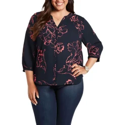 Plus Chiffon Button Front Blouse