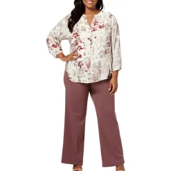 Plus Chiffon Button Front Blouse