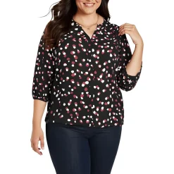 Plus Chiffon Button Front Blouse