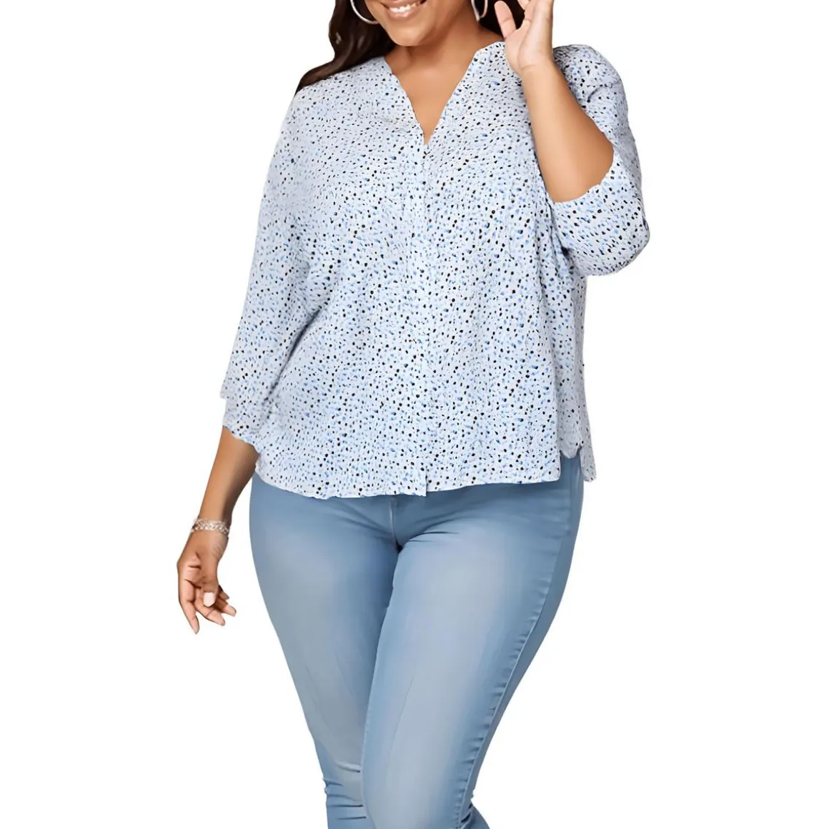 Plus Chiffon Button Front Blouse