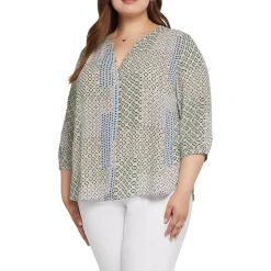 Plus Chiffon Button Front Blouse