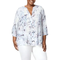 Plus Chiffon Button Front Blouse