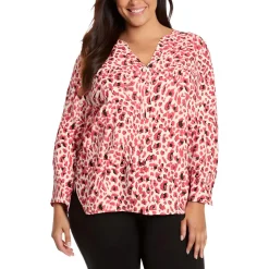 Plus Chiffon Button Front Blouse