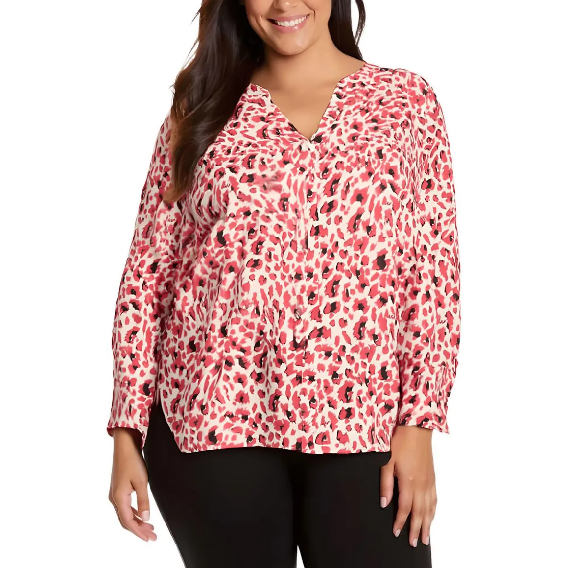 Plus Chiffon Button Front Blouse