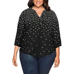 Plus Chiffon Button Front Blouse