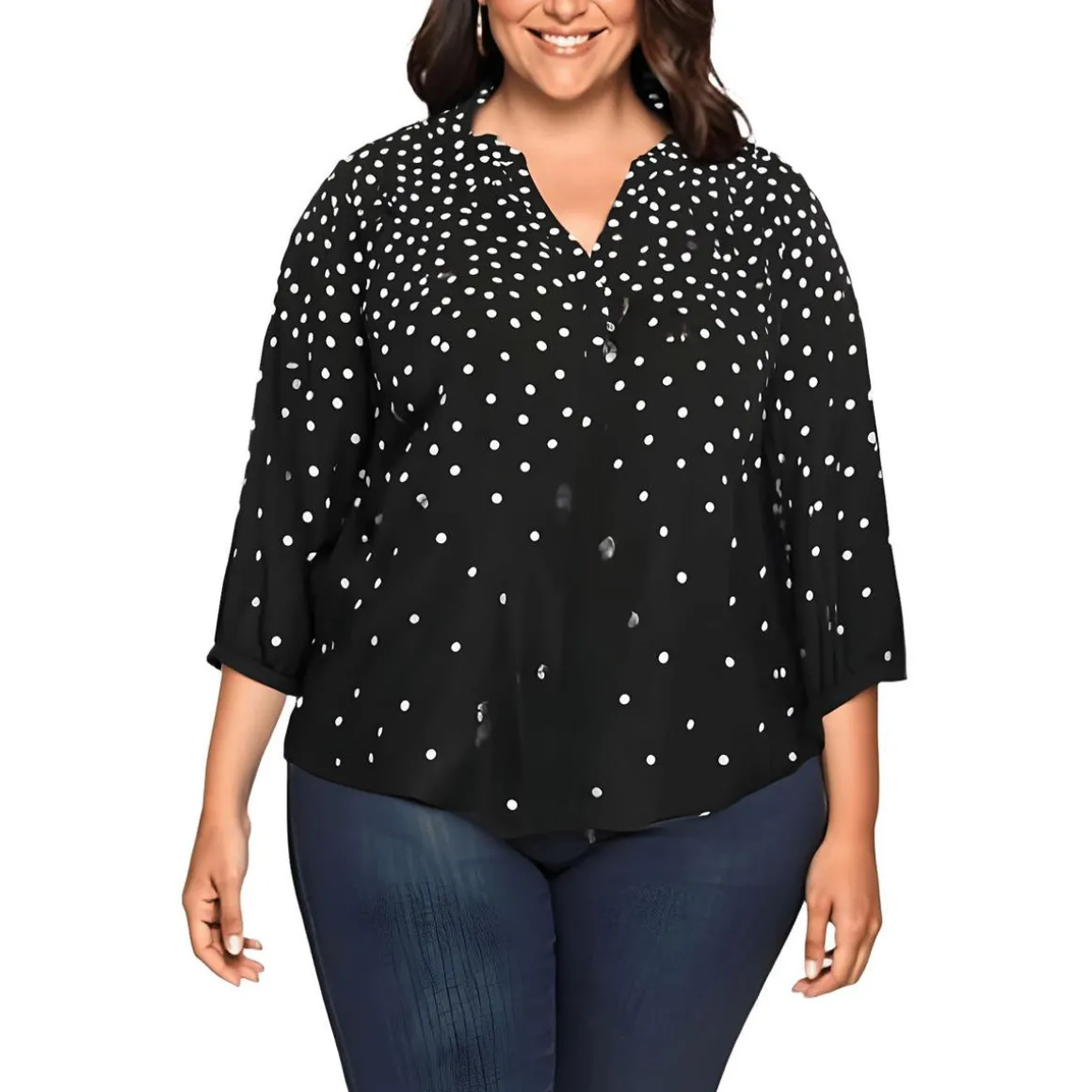 Plus Chiffon Button Front Blouse