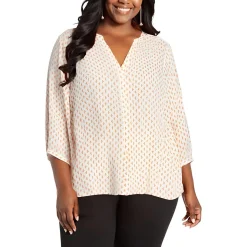 Plus Chiffon Button Front Blouse