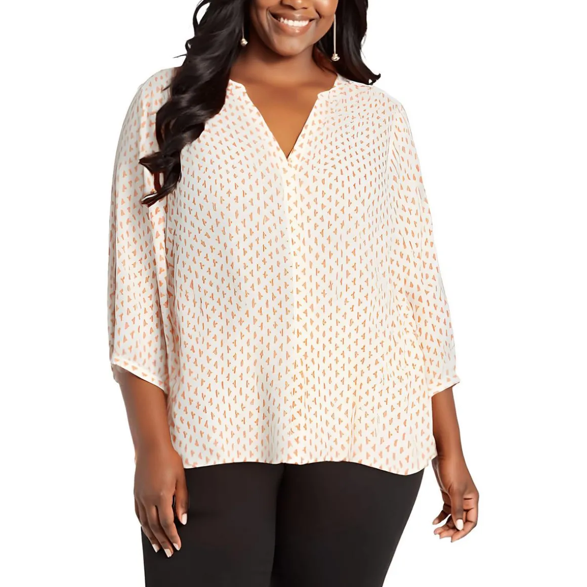 Plus Chiffon Button Front Blouse