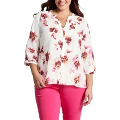 Plus Chiffon Button Front Blouse