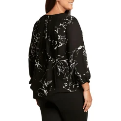 Plus Chiffon Button Front Blouse