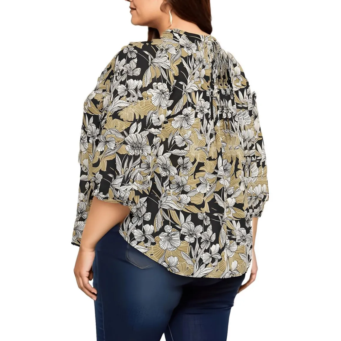 Plus Chiffon Button Front Blouse