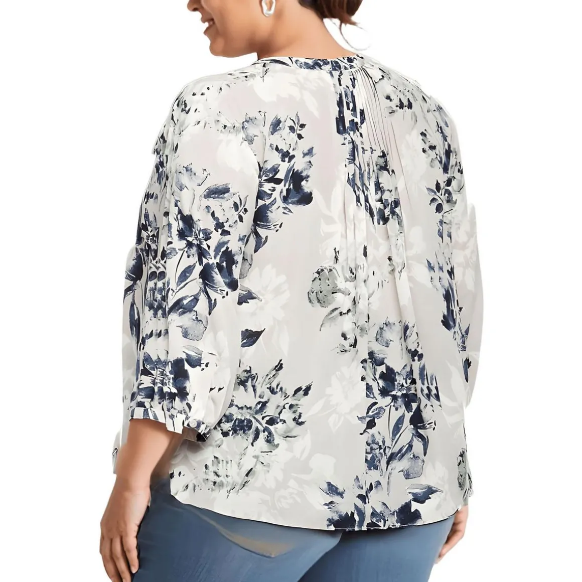 Plus Chiffon Button Front Blouse