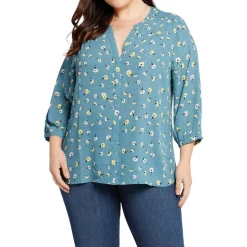 Plus Chiffon Button Front Blouse