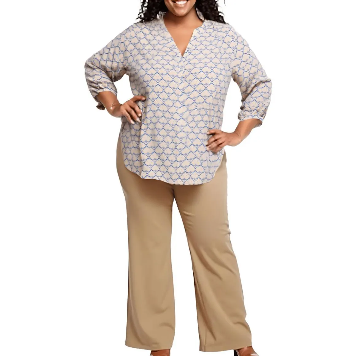 Plus Chiffon Button Front Blouse