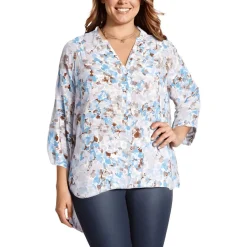 Plus Chiffon Button Front Blouse